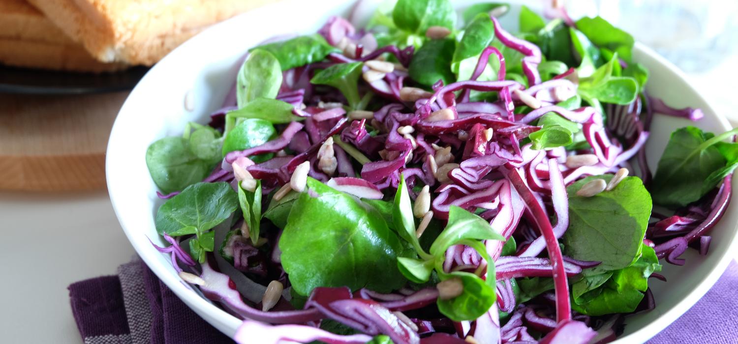 Salade De Chou Rouge Epinards Et Graines De Tournesol Croquons La Vie