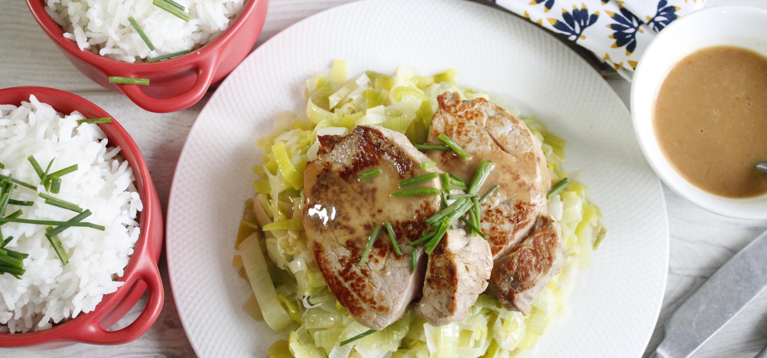 Noisettes de veau et compotée de poireaux MAGGI