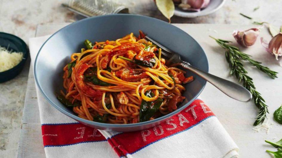 Tomato Chicken Baby Spinach Spaghetinni