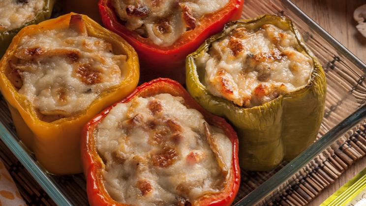 Stuffed Bell Pepper With Chicken And Mushrooms